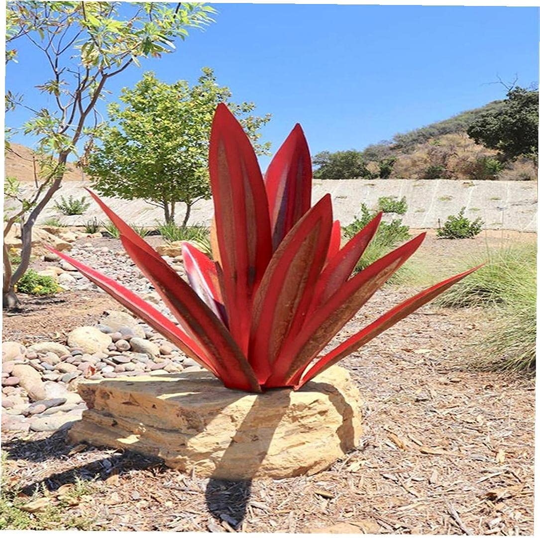 Agave Skulptur aus Metall | 27, 35 oder 55 cm, handbemalt | Rostfrei und wetterfest für Garten, Terrasse und Wohnraum 10