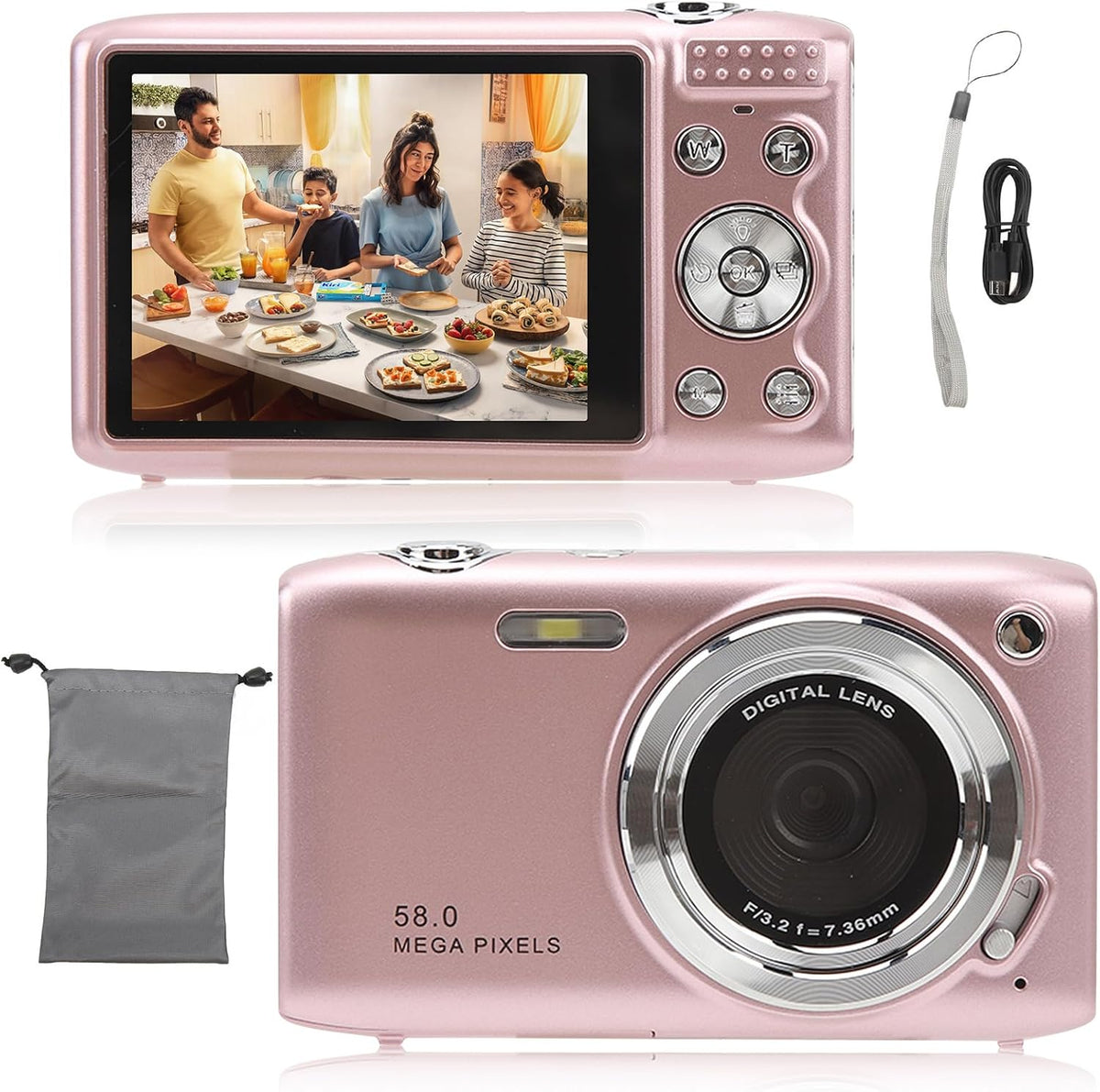 Kompakte 4K Digitalkamera mit 58MP Fotos | 16-facher Zoom & 2,88-Zoll-Display | Wiederaufladbarer Akku per USB 10
