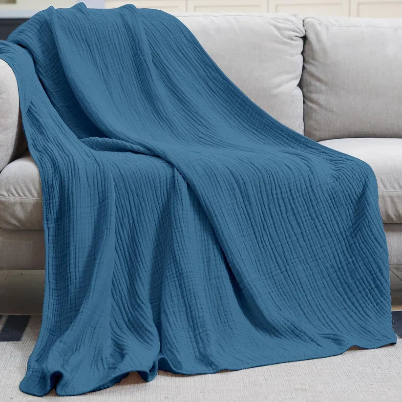 Musselindecke | Mehrlagig, Weich, Atmungsaktiv | Kuscheldecke und Überwurf für Bett, Sofa, Couch und unterwegs 17