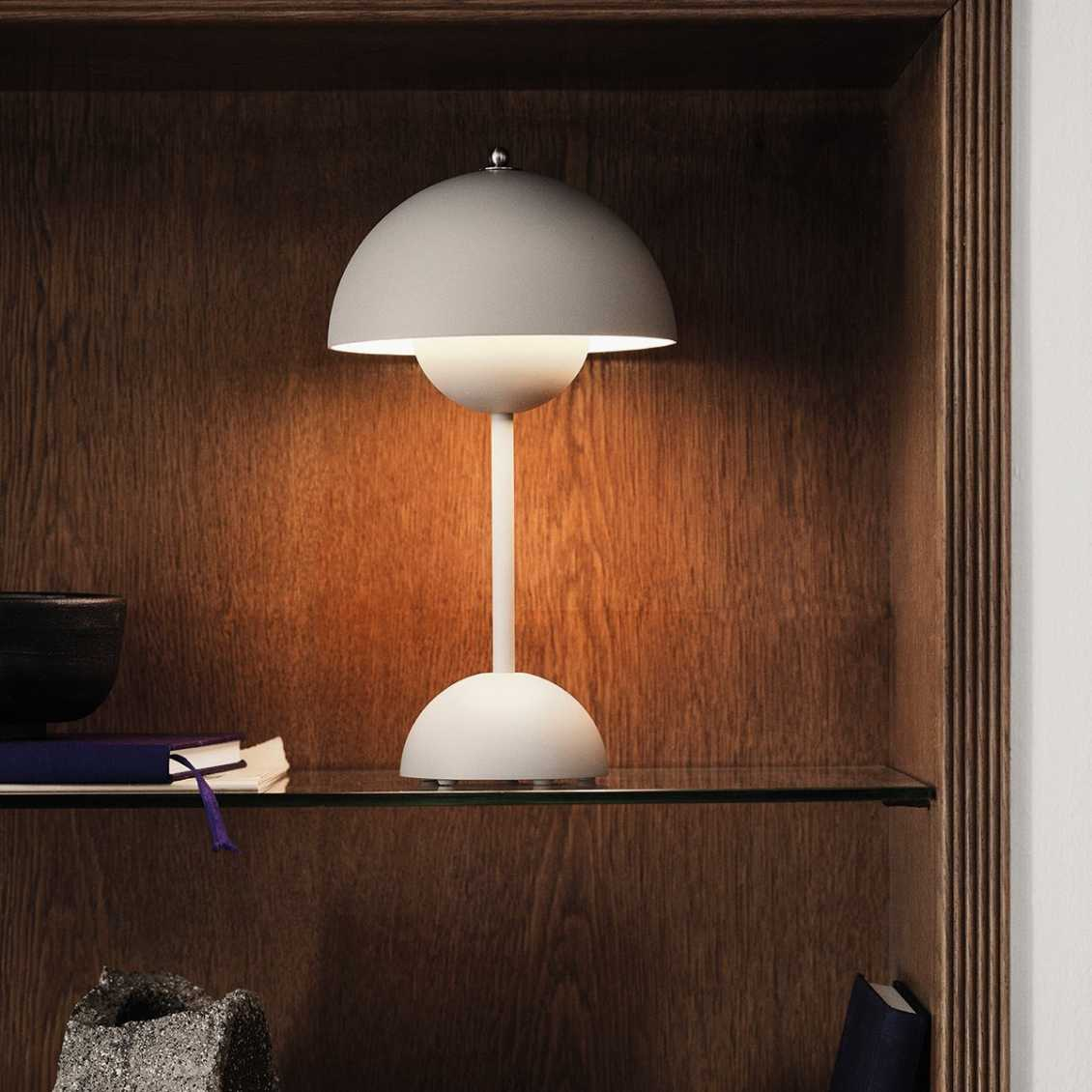 LED Tischlampe kabellos | Retro-Schirmdesign mit Touch-Dimmer und 3 Helligkeitsstufen | Akkubetrieben, warmweißes Licht 3000K 11