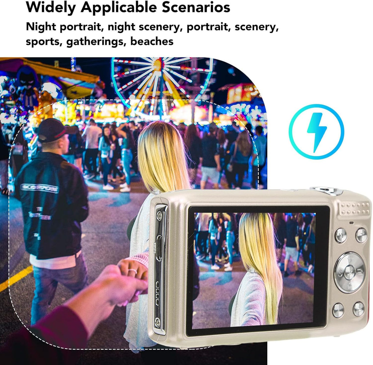 Kompakte 4K Digitalkamera mit 58MP Fotos | 16-facher Zoom & 2,88-Zoll-Display | Wiederaufladbarer Akku per USB 7