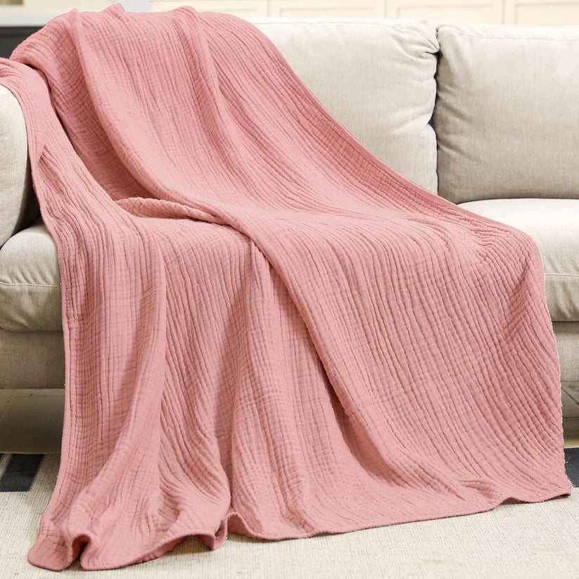 Musselindecke | Mehrlagig, Weich, Atmungsaktiv | Kuscheldecke und Überwurf für Bett, Sofa, Couch und unterwegs 14