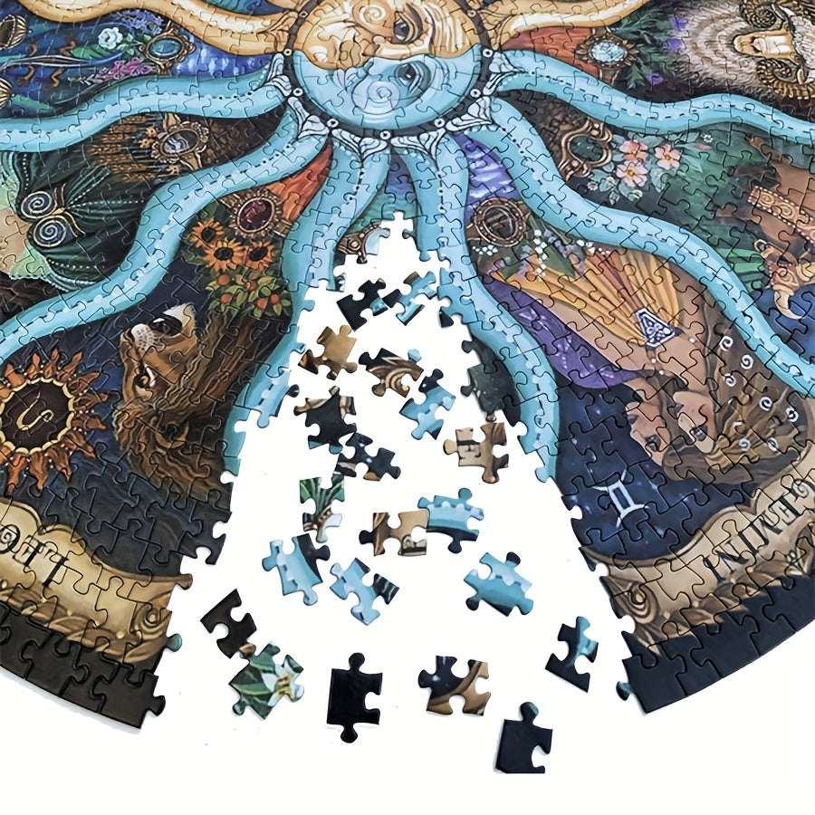 Rundes Puzzle 1000 Teile Sternzeichen-Motiv | Matte staubfreie Oberfläche | Entspannendes Geschenk für Erwachsene 3