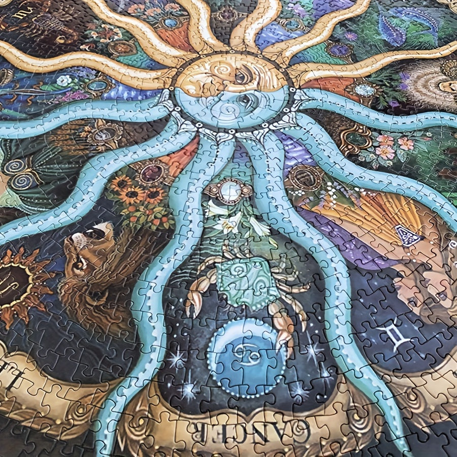 Rundes Puzzle 1000 Teile Sternzeichen-Motiv | Matte staubfreie Oberfläche | Entspannendes Geschenk für Erwachsene 4