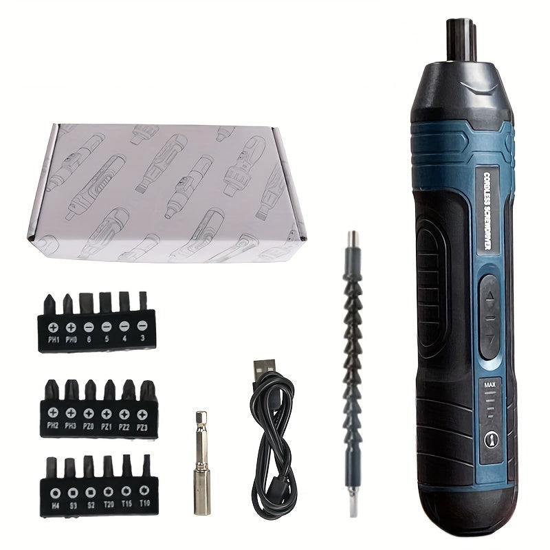 Akkuschrauber Set Kompakt 3.6V Lithium-Akku | 4 Drehmomentstufen, bis 5 Nm | USB-Ladefunktion, 20 Bits inklusive 6