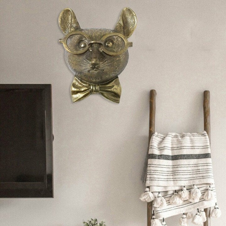 Tierkopf Wanddekoration aus Kunstharz | Handbemalt und UV-beständig | Wanddeko für Wohnzimmer, Flur, Büro oder Diele 3
