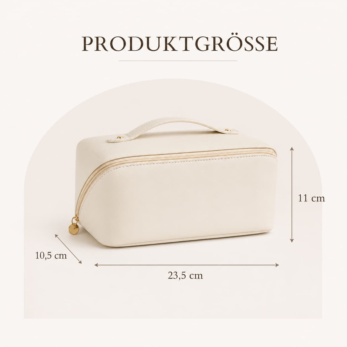 Kosmetiktasche Kunstleder mit 5 Fächern | 23,5x11x10,5 cm, wasserabweisend | Erhältlich in Rosa, Braun, Schwarz, Creme 9