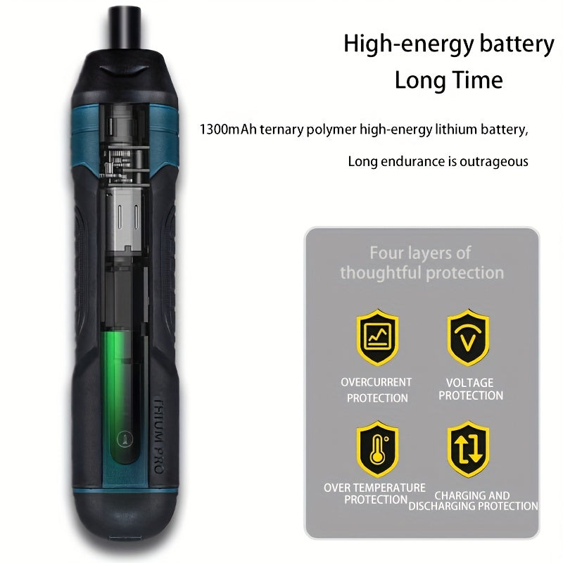 Akkuschrauber Set Kompakt 3.6V Lithium-Akku | 4 Drehmomentstufen, bis 5 Nm | USB-Ladefunktion, 20 Bits inklusive 9