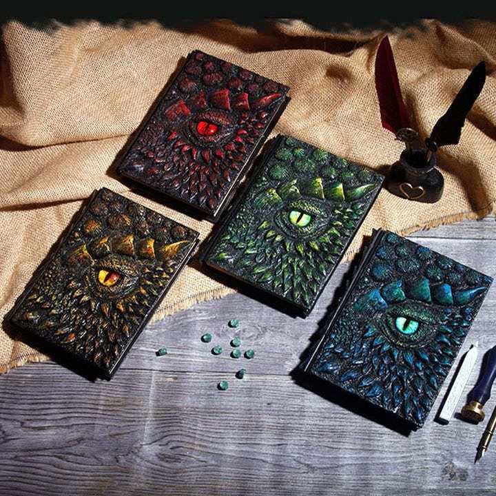 DragonBook™ – Handgefertigtes, geprägtes Harz-Tagebuch mit graviertem Einband