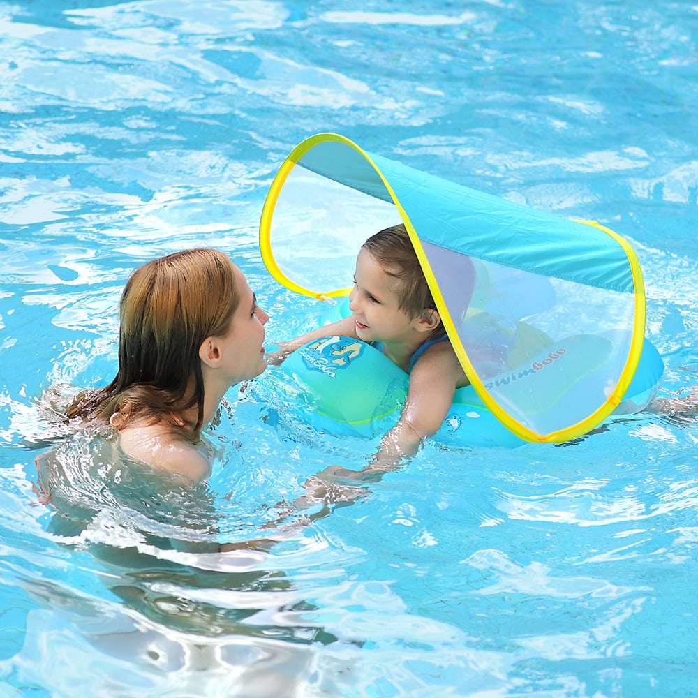 AquaFloaty™ – Baby-Schwimmring mit Sonnendach, tragbar und leicht aufzublasen