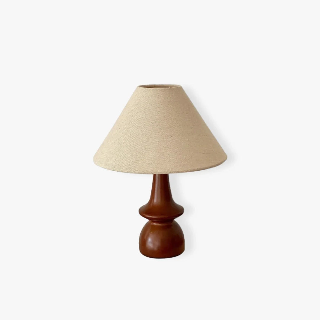 Tischlampe Massivholz Walnuss Nachttisch Wohnzimmer mit Glasschirm