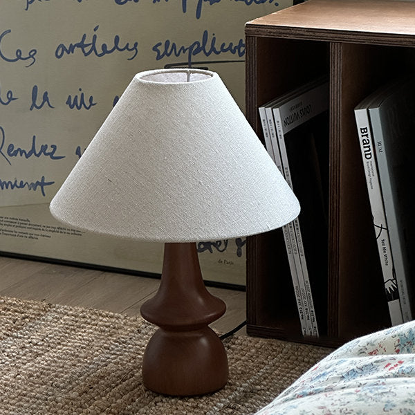 Tischlampe Massivholz Walnuss Nachttisch Wohnzimmer mit Glasschirm