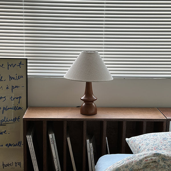 Tischlampe Massivholz Walnuss Nachttisch Wohnzimmer mit Glasschirm