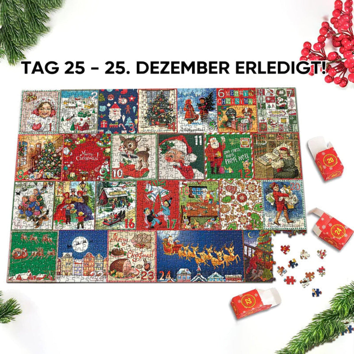 Adventskalender Puzzle Weihnachten | 1000 Teile, 70 x 50 cm | Recycelbarer Karton für gemeinsame Familienabende 4