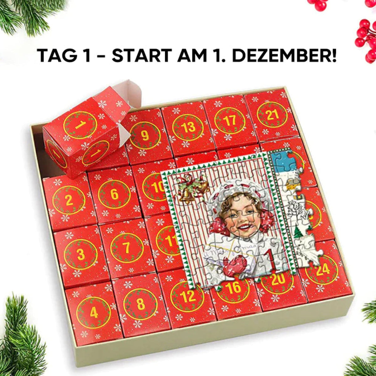 Adventskalender Puzzle Weihnachten | 1000 Teile, 70 x 50 cm | Recycelbarer Karton für gemeinsame Familienabende 5