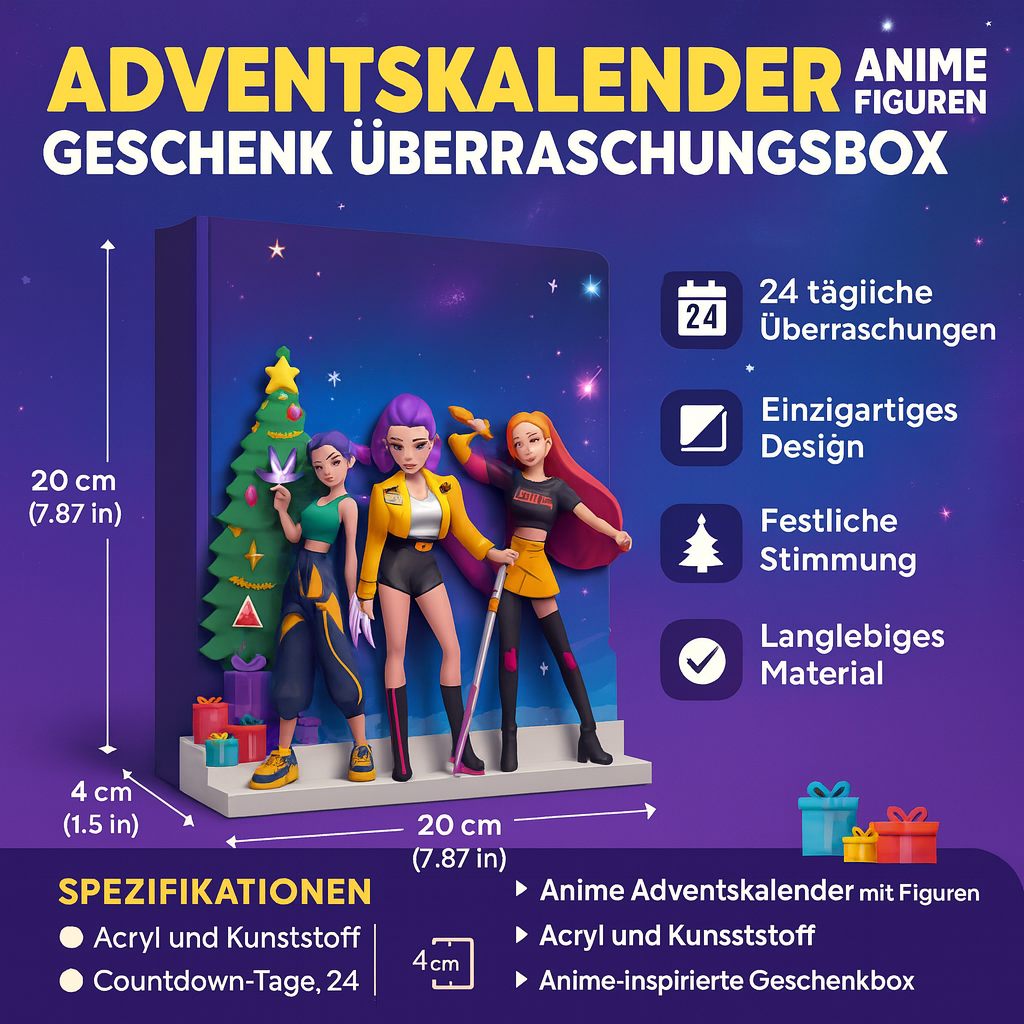 Adventskalender Anime Figuren Weihnachten | 24 Türchen mit Sammelfiguren & Accessoires | Acryl und Kunststoff, ideal als Geschenk 3