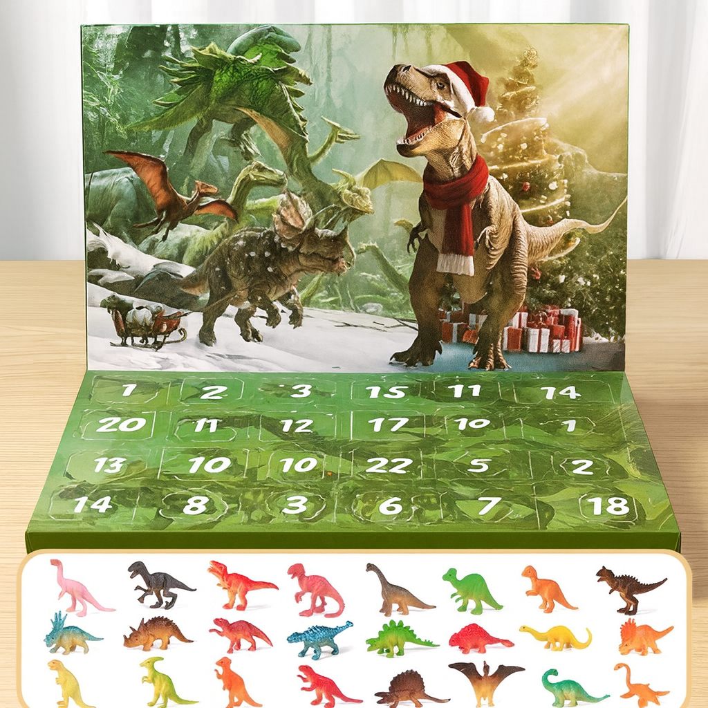 Adventskalender Dinosaurier Figuren | 24 Türchen mit Lernspiel-Figuren zum Sammeln | Robuste Kunststoff-Figuren für Kinder 1
