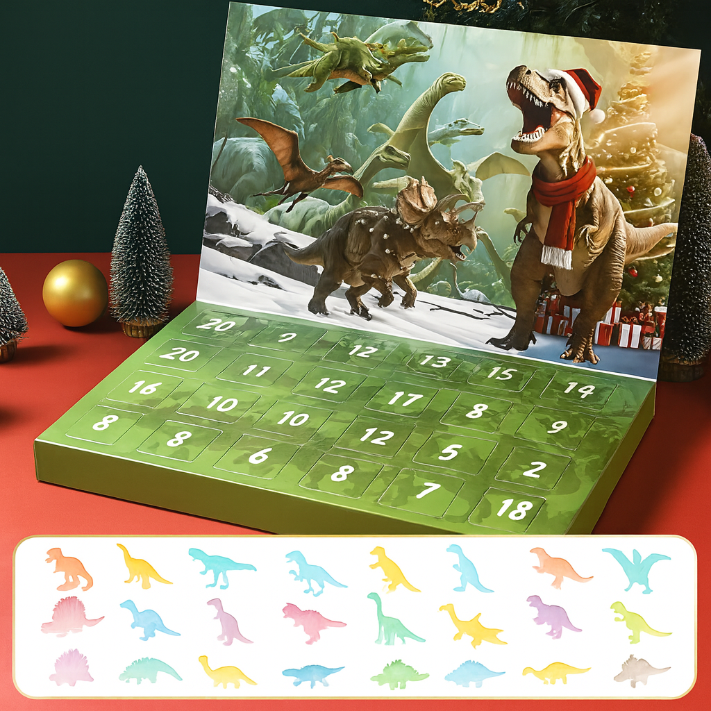 Adventskalender Dinosaurier Figuren | 24 Türchen mit Lernspiel-Figuren zum Sammeln | Robuste Kunststoff-Figuren für Kinder 2