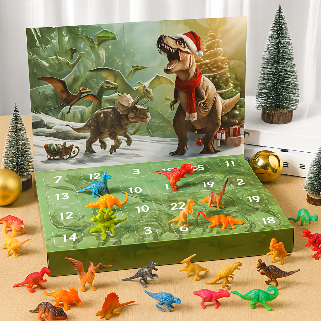 Adventskalender Dinosaurier Figuren | 24 Türchen mit Lernspiel-Figuren zum Sammeln | Robuste Kunststoff-Figuren für Kinder 3