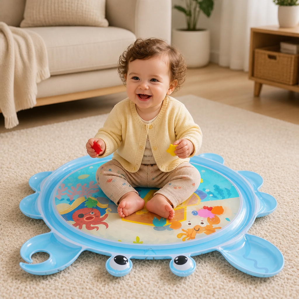 2-in-1 Wasserspielmatte für Bauchlage | Wassergefüllt mit Schwimmenden Figuren | Fördert Greifen und Feinmotorik 1