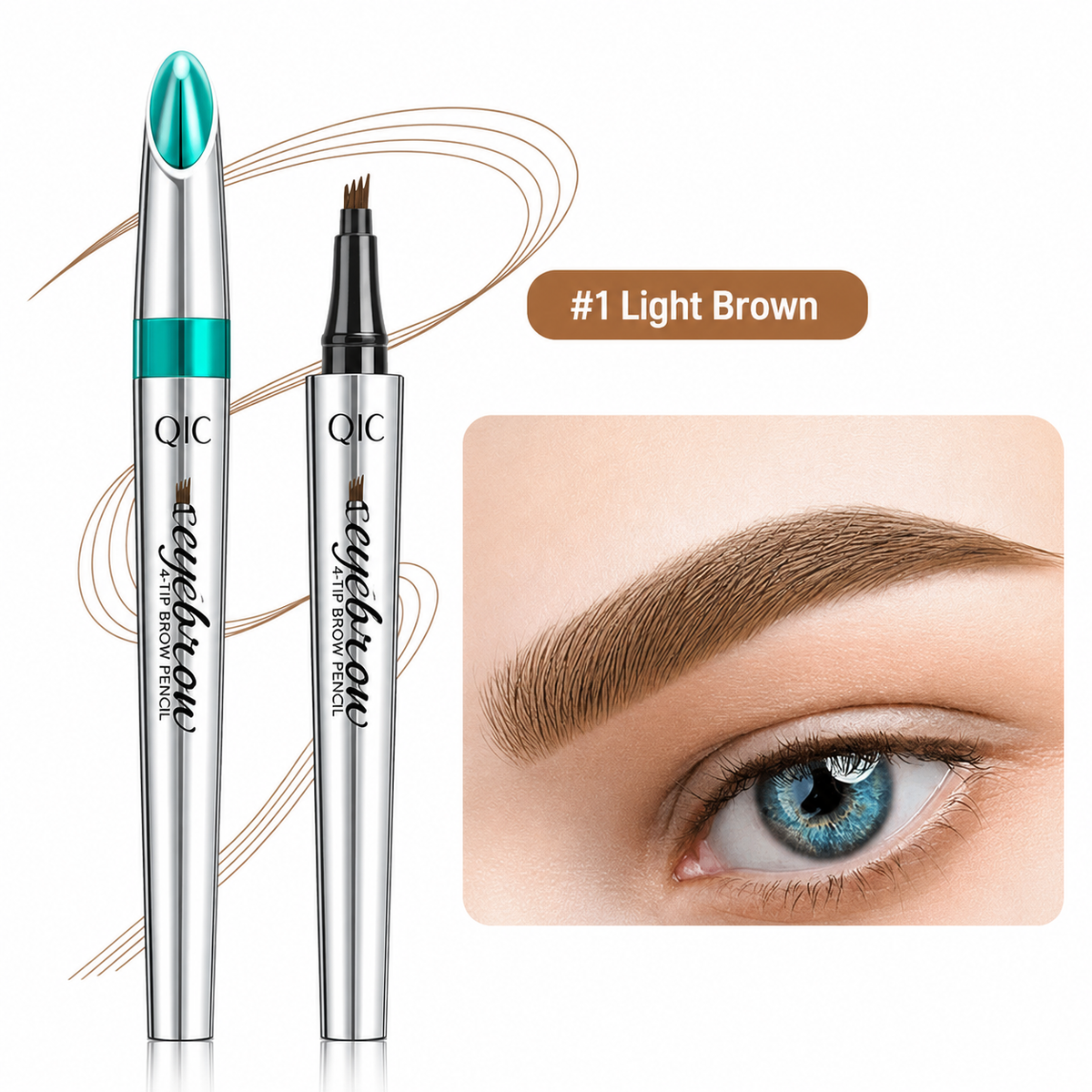 Augenbrauenstift für Damen | 4-fach Gabelspitze mit Microblading-Effekt | Wasserfest, langanhaltend, 2er-Set für alle Hauttöne 1