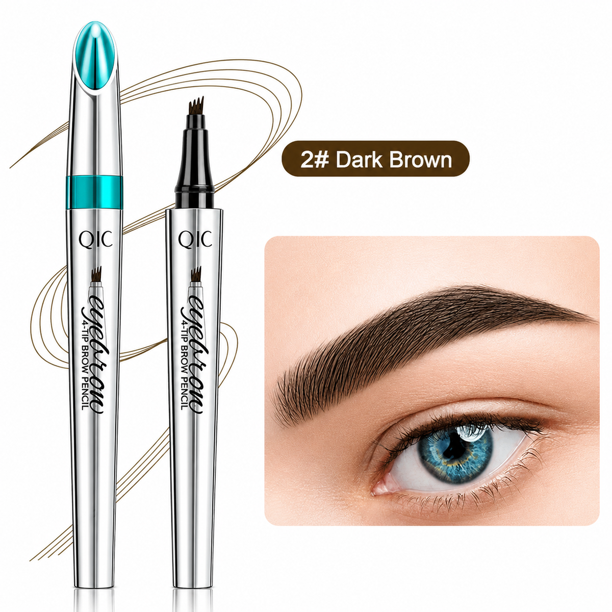 Augenbrauenstift für Damen | 4-fach Gabelspitze mit Microblading-Effekt | Wasserfest, langanhaltend, 2er-Set für alle Hauttöne 2
