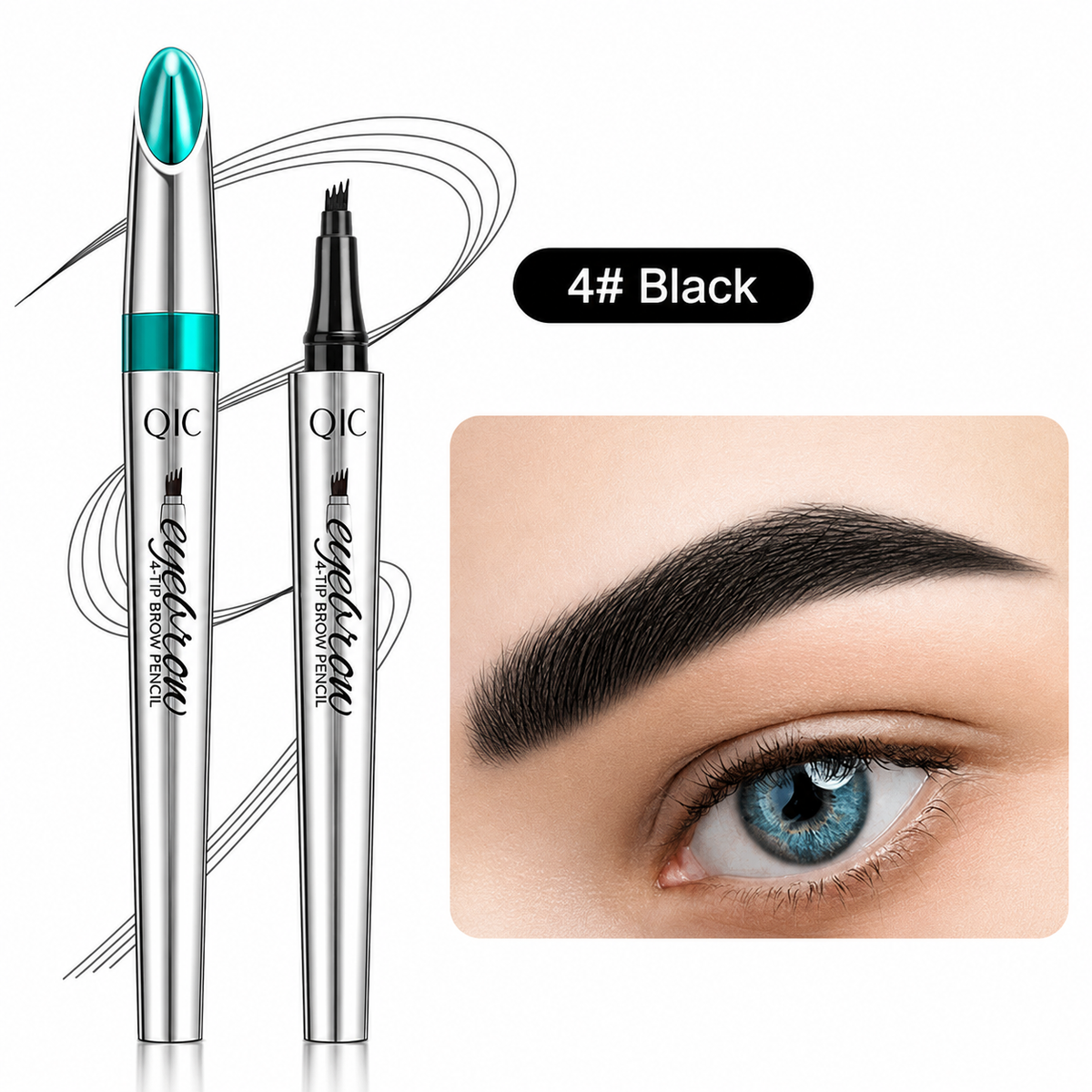 Augenbrauenstift für Damen | 4-fach Gabelspitze mit Microblading-Effekt | Wasserfest, langanhaltend, 2er-Set für alle Hauttöne 4