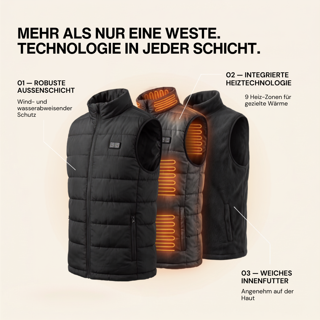 Beheizte Weste Herren | 9 Heizzonen & USB-Betrieben 7