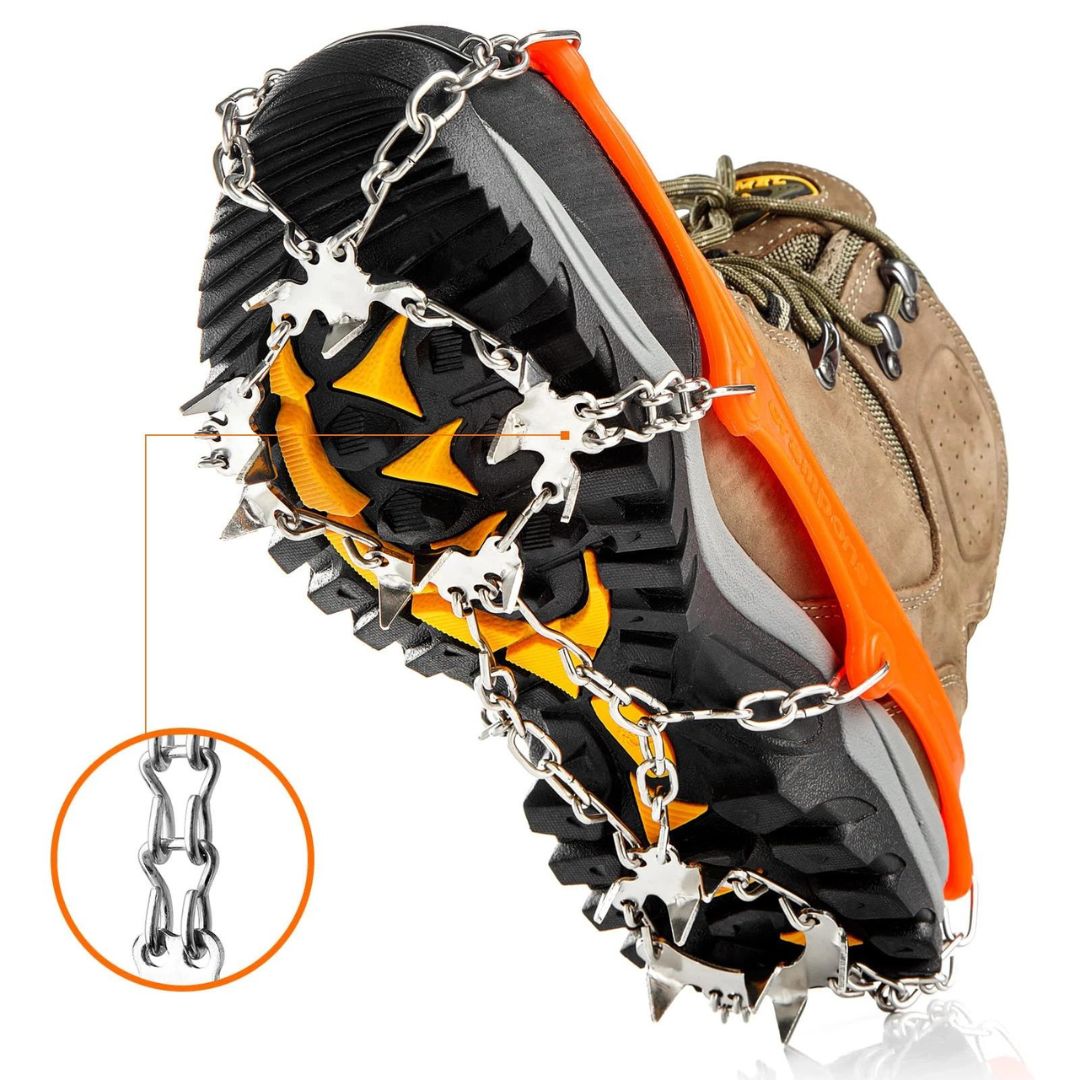 Schuhspikes Grödel für Eis und Schnee | Universelle Passform mit elastischer Silikonbindung | Rostfreier Edelstahl, rutschfest 2