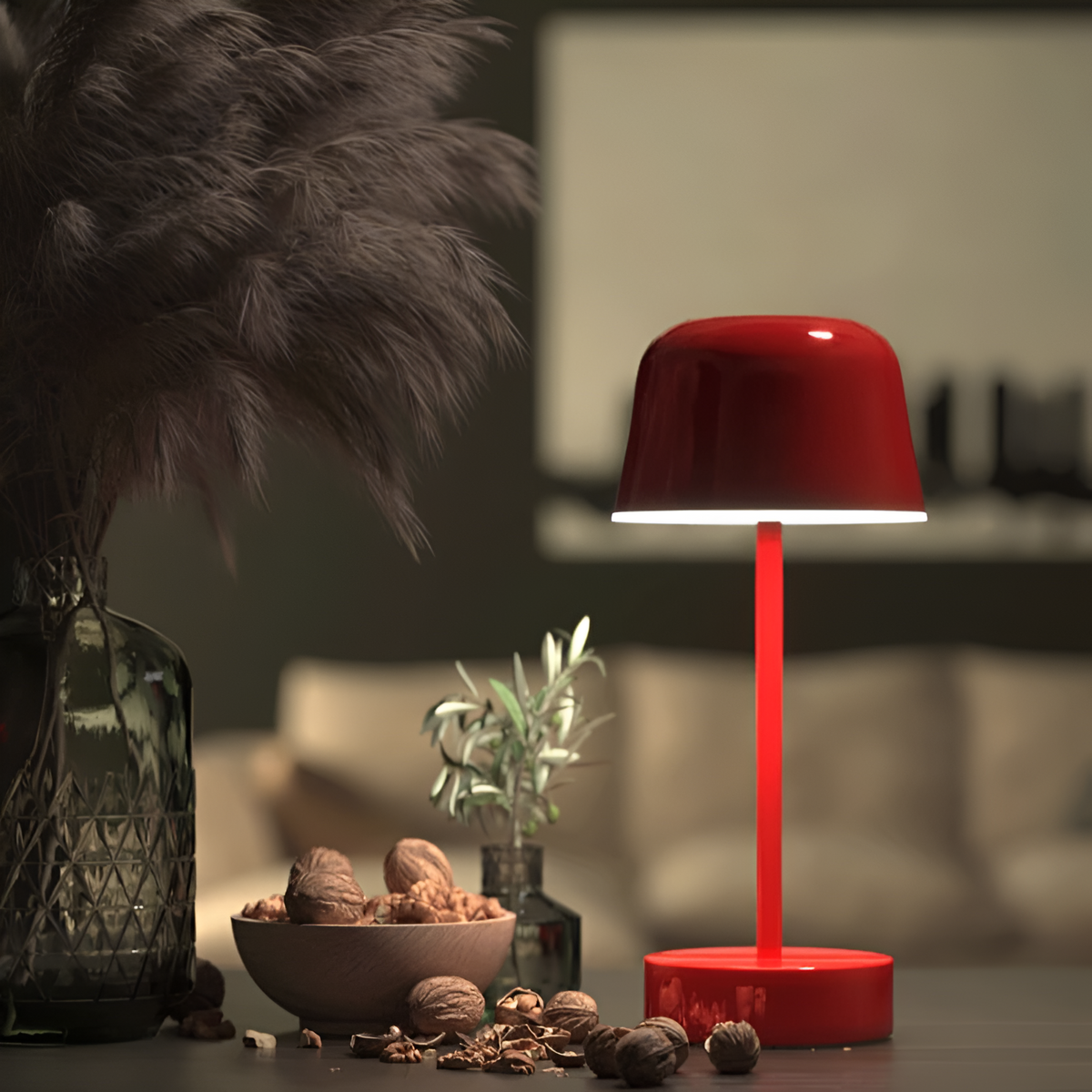 LED-Tischlampe Kunststoff 15 x 15 x 30 cm | Retro-Design, 5 Farben | Kabellos mit 12 Stunden Akkulaufzeit und USB-Ladung 2