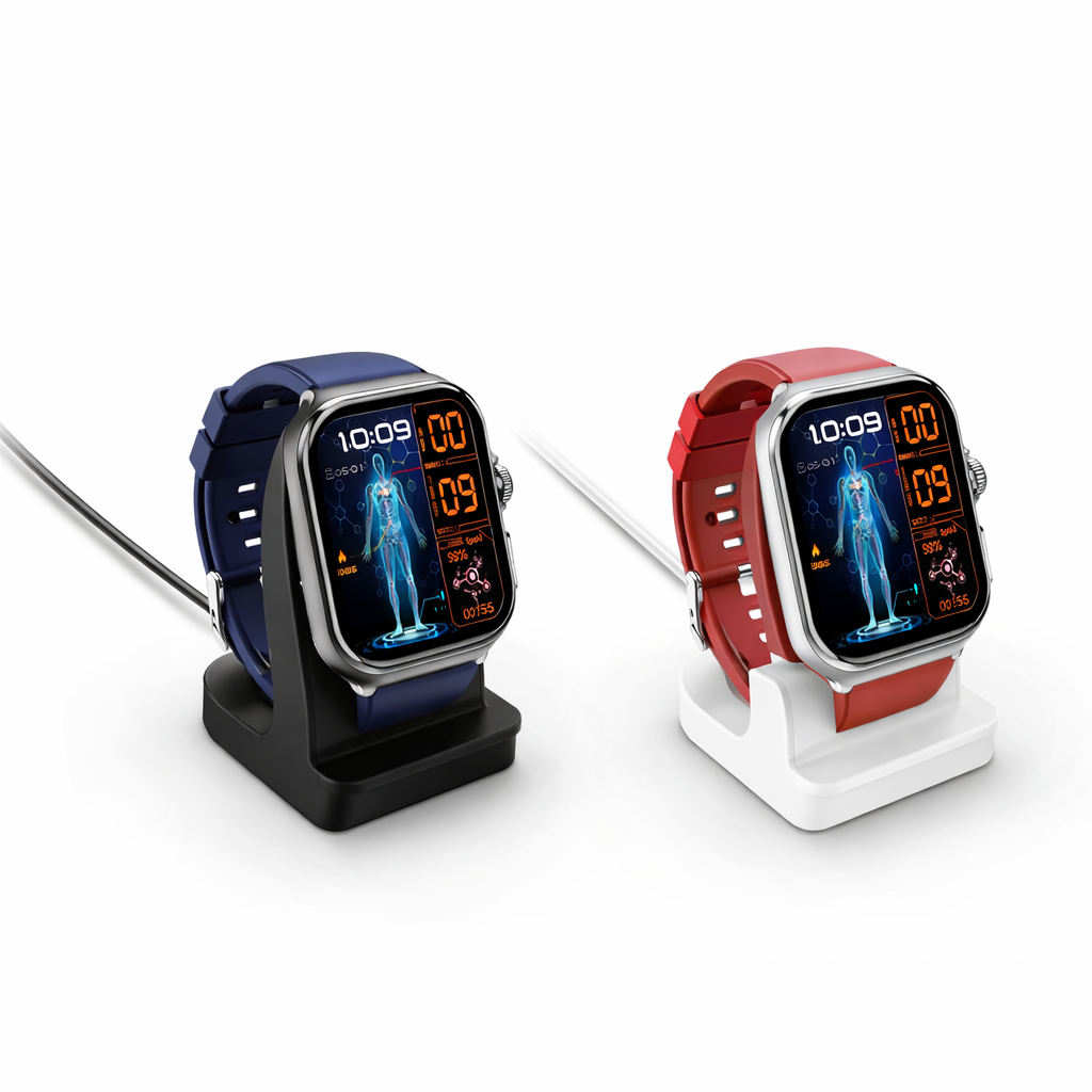 Smartwatch Ladestation Schwarz oder Weiß | Stabiler Ständer für Nachttisch und Schreibtisch | Griffbereit im Alltag 1