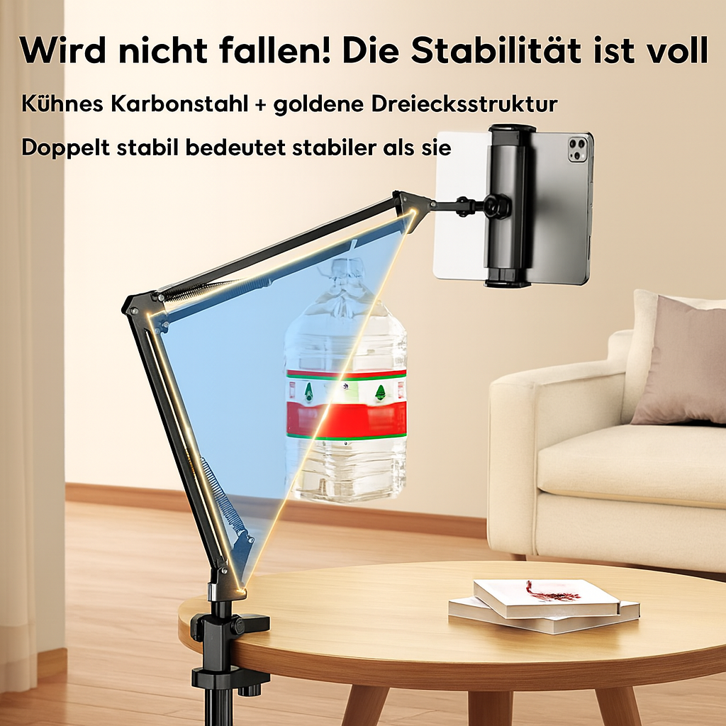 Verstellbare Handy- und Tablethalterung Aluminium | 360° drehbar, Mehrpunktarm | Freihändig für Bett, Sofa, Schreibtisch 3
