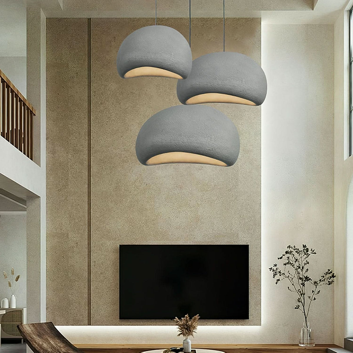 Pendelleuchte Hochpolystyrol, 30-80 cm | Weiß oder Grau, 2 Modelle | Dimmbar mit E27, Aufhängung bis 120 cm verstellbar 17
