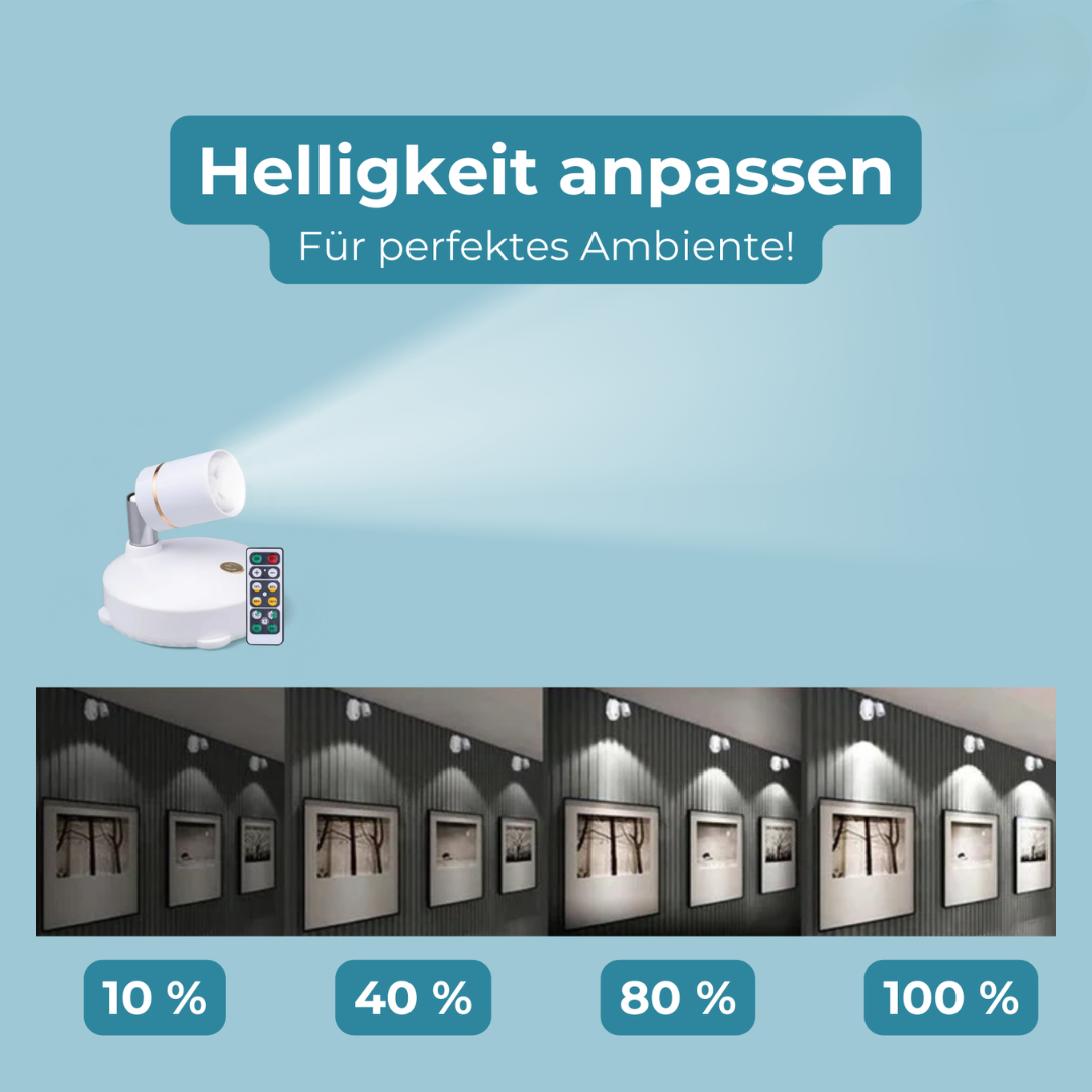 Kabelloser LED-Strahler | Dimmbar, Fernbedienung, Timer-Funktion | Akkubetrieben ohne Steckdose, für innen und außen 5