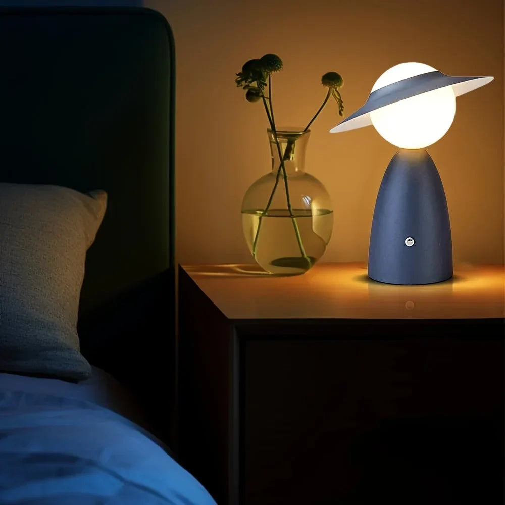 LED Tischlampe mit kabelloser Ladestation | Metall, Blau oder Rot, Touch-Bedienung | Für Nachttisch und Wohnzimmer 2