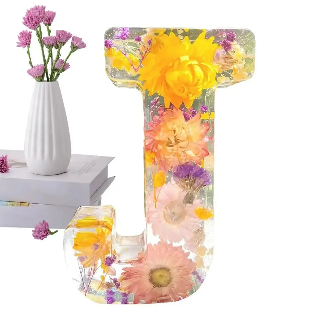 Blumenlampe handgefertigt mit Trockenblumen in Harz