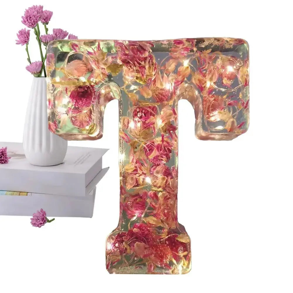 Blumenlampe handgefertigt mit Trockenblumen in Harz