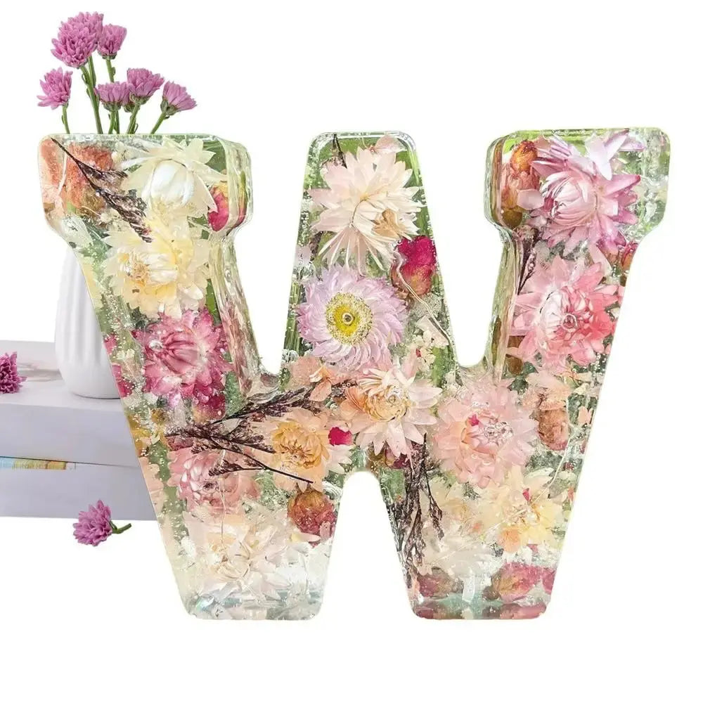 Blumenlampe handgefertigt mit Trockenblumen in Harz