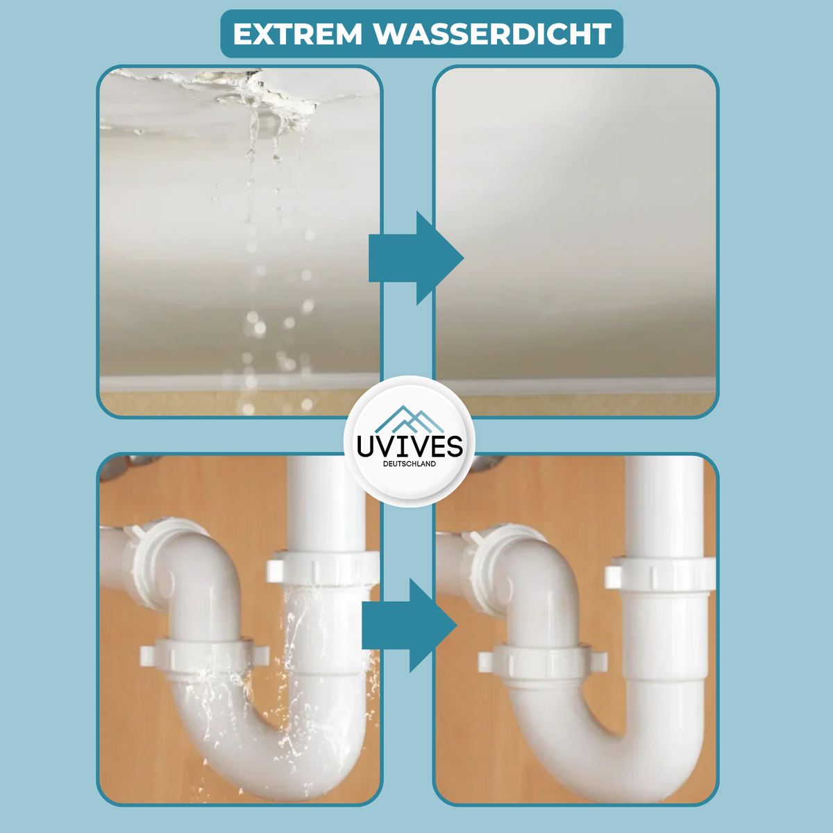 Flüssige Dichtmasse 2 x 30 g | Wasserdicht & Temperaturbeständig | Dichtet Risse, Löcher und Lecks dauerhaft ab 6