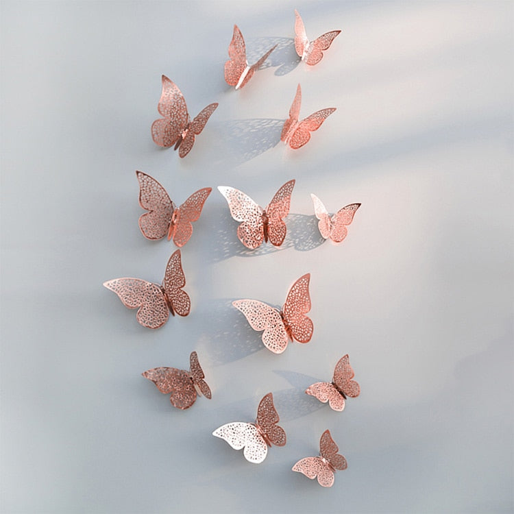 3D Butterfly Wall Decor Rose Gold Metallic Finish - Product detail 6