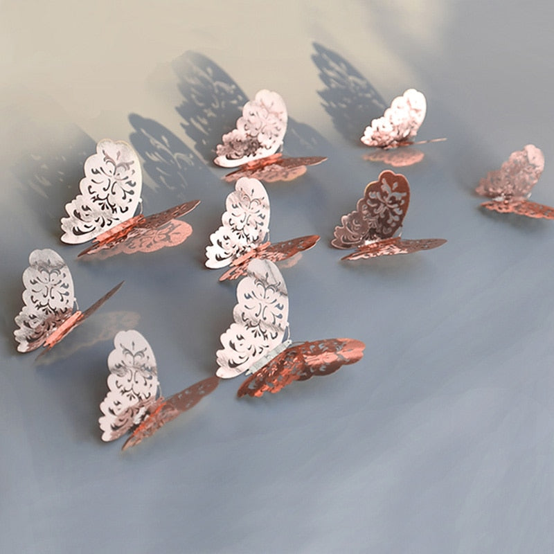3D Butterfly Wall Decor Rose Gold Metallic Finish - Product detail 4