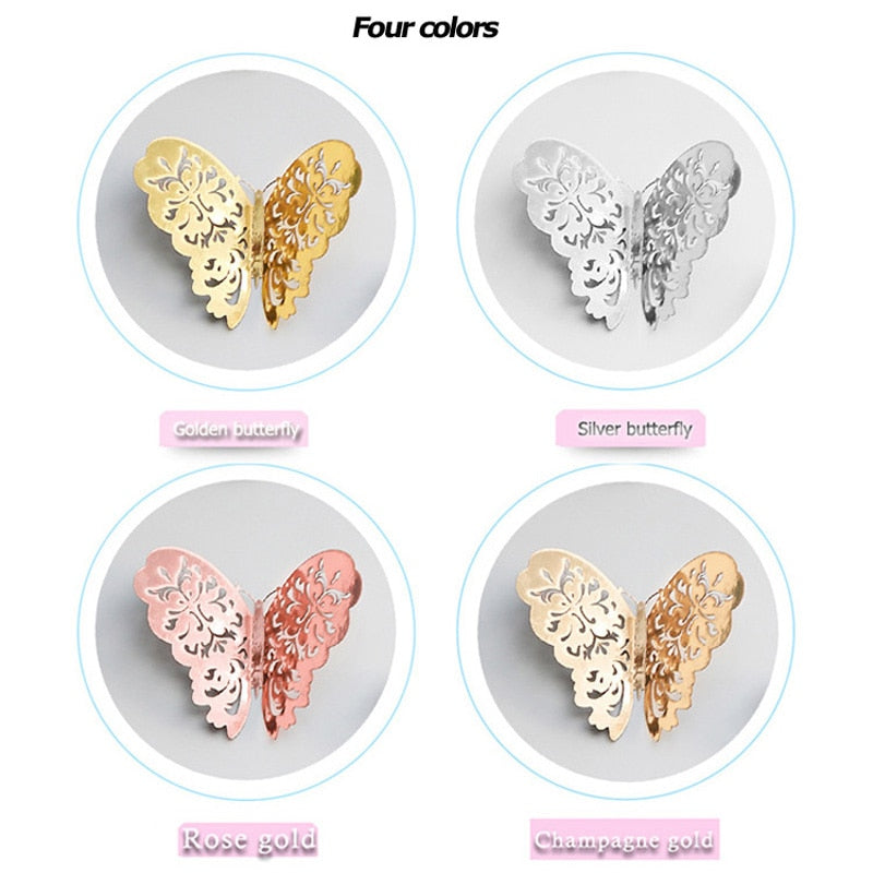 3D Butterfly Wall Decor Rose Gold Metallic Finish - Detailed view