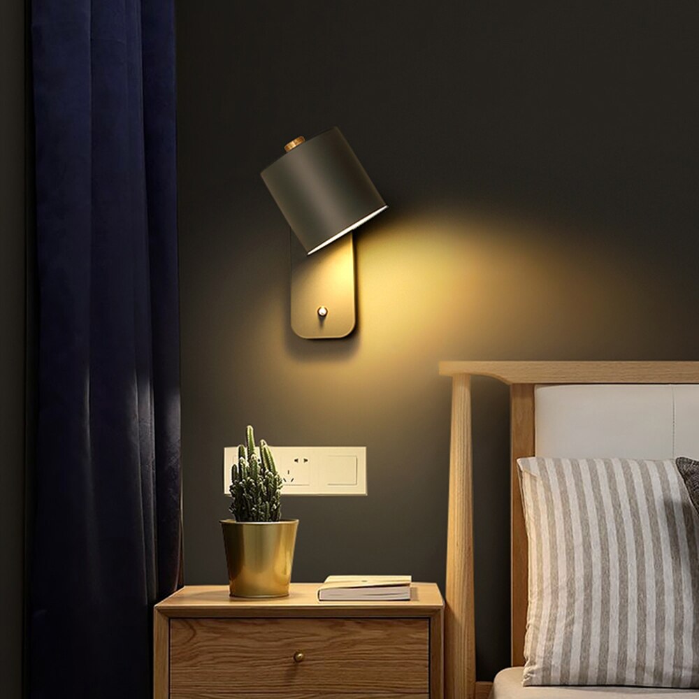 LED Wandleuchte aus Metall mit Schalter | Weiß, Grün, Grau | Direkt bedienbar mit Ein-/Ausschalter für Wohn- und Schlafzimmer 8