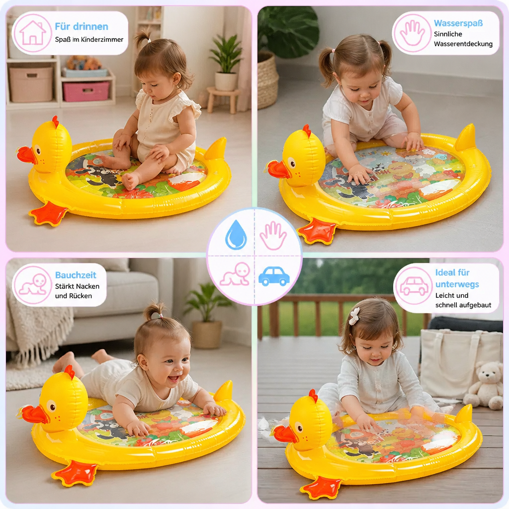 Wasserspielmatte Baby aufblasbar | 2-in-1 Enten-Design | Fördert Hand-Auge-Koordination und die Sinneswahrnehmung 4