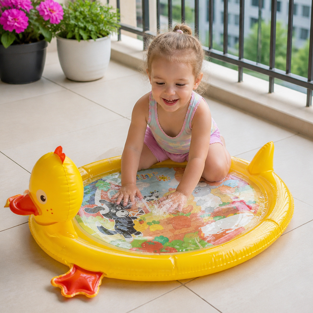 Wasserspielmatte Baby aufblasbar | 2-in-1 Enten-Design | Fördert Hand-Auge-Koordination und die Sinneswahrnehmung 2