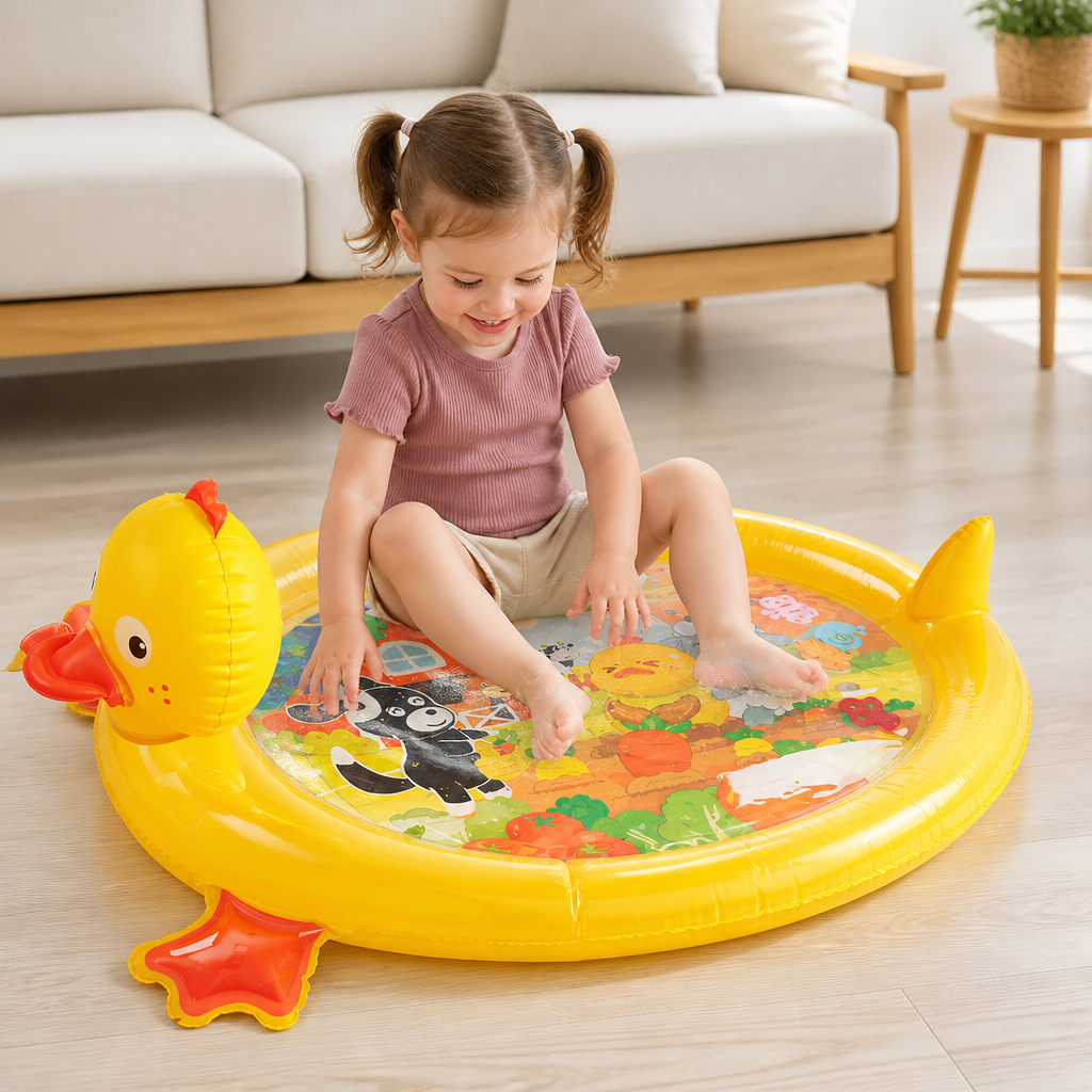 Wasserspielmatte Baby aufblasbar | 2-in-1 Enten-Design | Fördert Hand-Auge-Koordination und die Sinneswahrnehmung 1