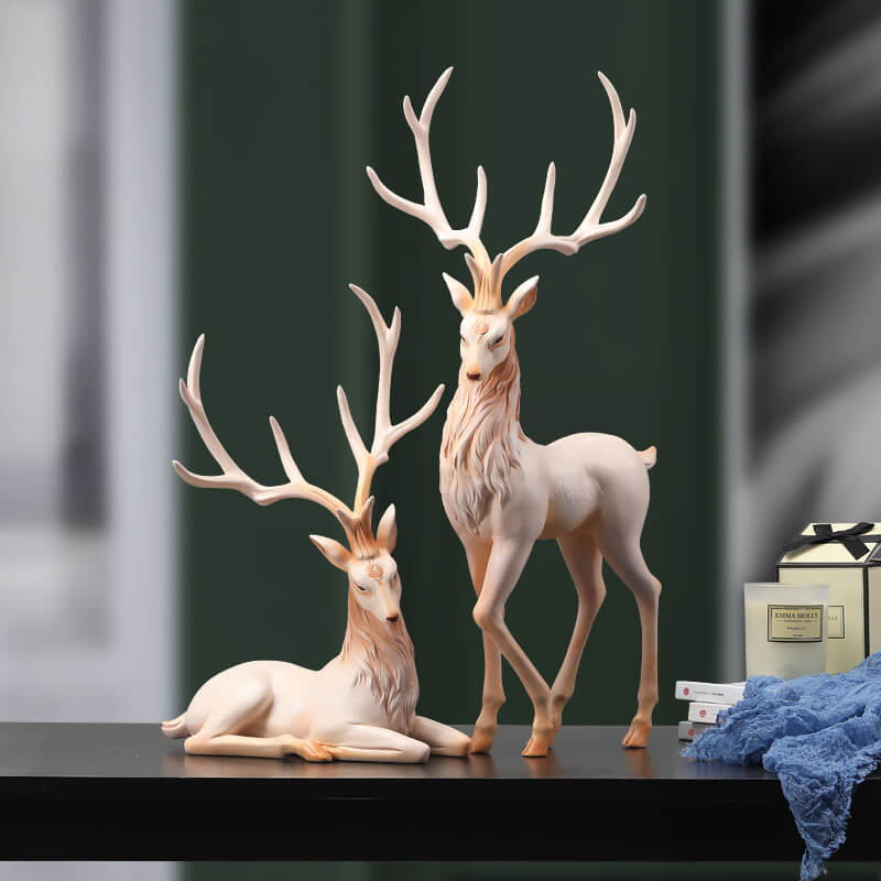Elch Figur aus Kunstharz | Stehend oder Liegend erhältlich | Dekorative Skulptur für Regal, Sideboard und Wohnraum 1