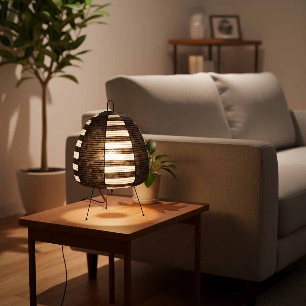 Tischlampe Reispapier japanisch minimalistisch mit blendfreiem Licht