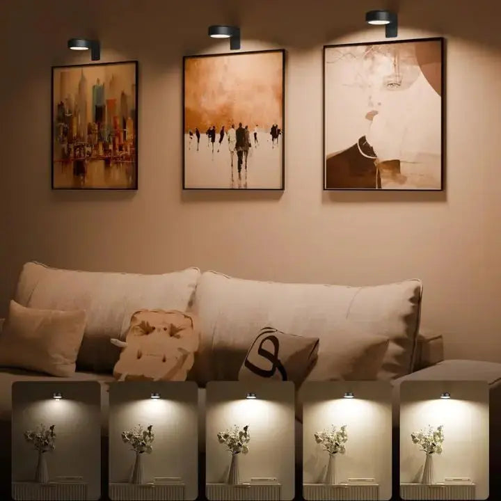 LED-Bilderleuchte Aluminium, Magnetmontage ohne Werkzeug | Gold oder Schwarz | Dimmbar, bis 12 Std. Laufzeit, 300 Lumen 8