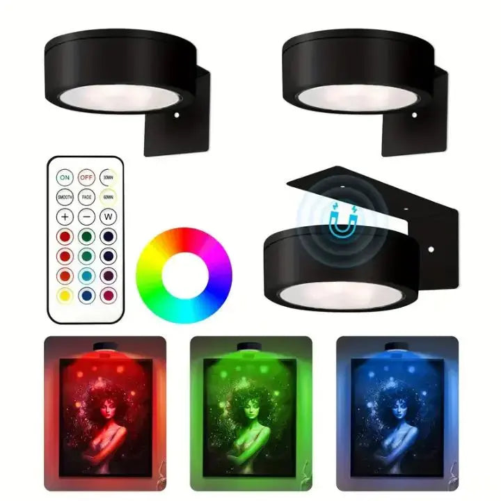 LED-Bilderleuchte Aluminium, Magnetmontage ohne Werkzeug | Gold oder Schwarz | Dimmbar, bis 12 Std. Laufzeit, 300 Lumen 2